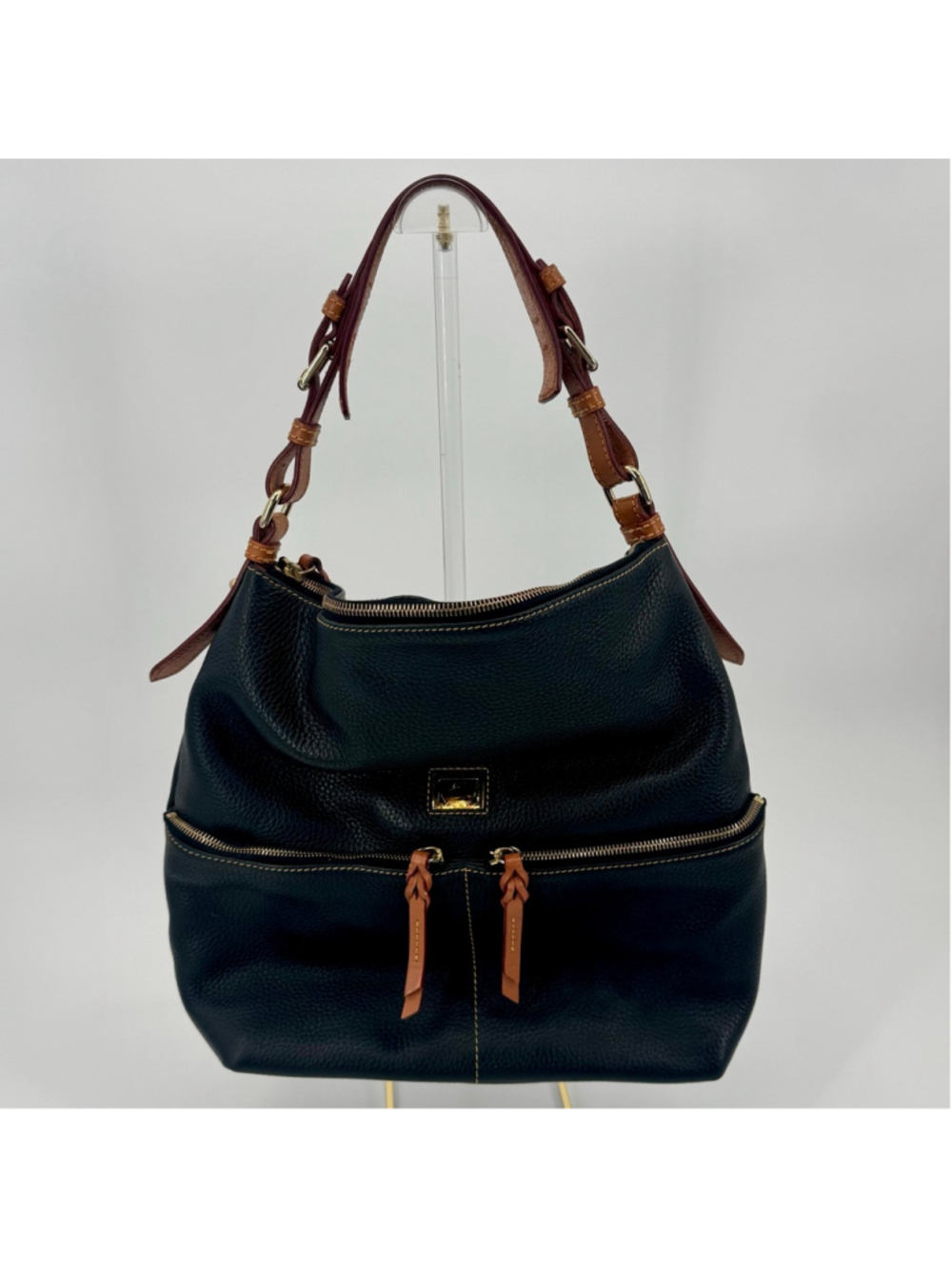 Dooney & Bourke Dillen Pocket Sac Shoulder Bag Black British Tan - Picture 2 of 11